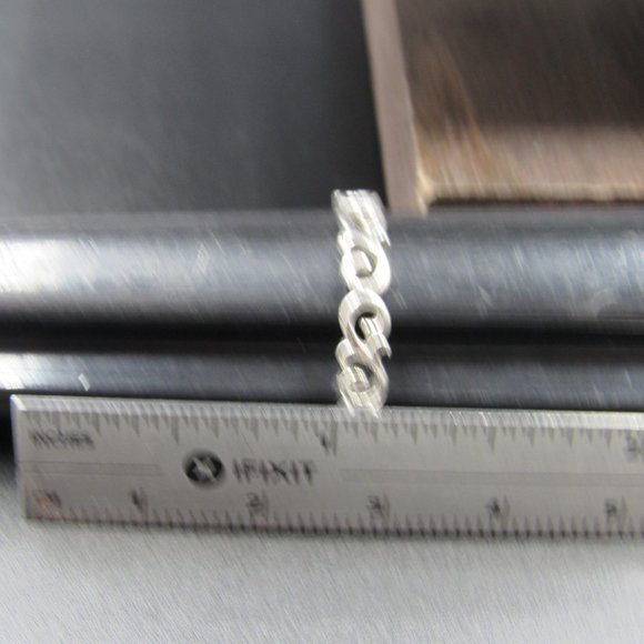 Size 8.75 Sterling Silver Fancy Wind Blowing Band Ring Vintage - Picture 6 of 7